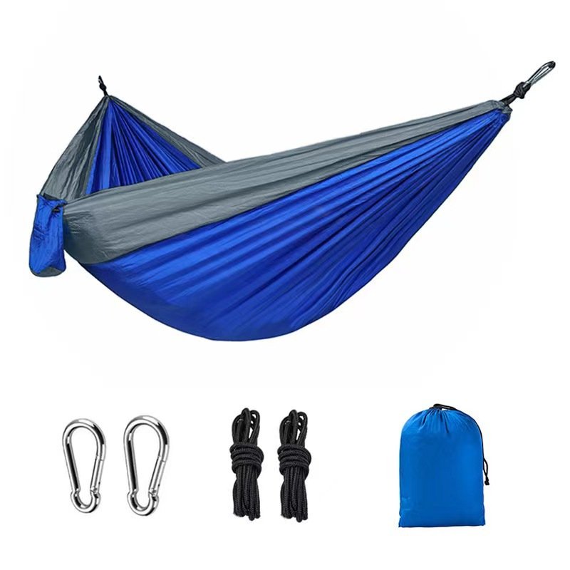 Light double nylon camping hammock with straps. Great for trips, beach, yard & garden. - Image 3