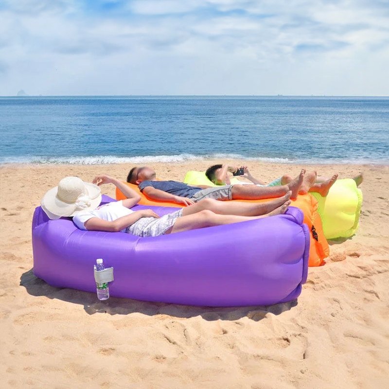 Outdoor lazy inflatable sofa Portable beach air sofa Foldable inflatable camping sofa bed One-person sleeping bag - Image 10