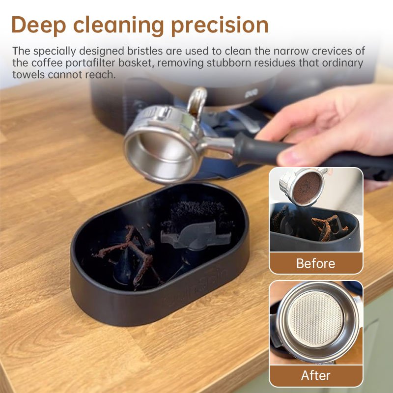 Coffee Portafilter Cleaning Kit - Machine Brush & Stand Set for Espresso, Wine Barrel, Bar & Stainless Steel Kitchen Tools - Image 3