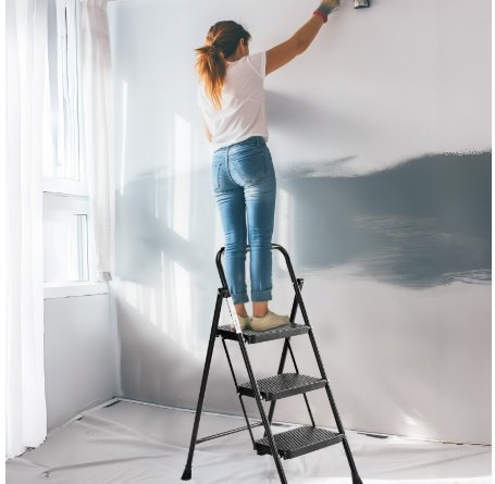 Household Portable 3-layer Step Ladder, With Safety Buckle Stable And Safe - Image 2