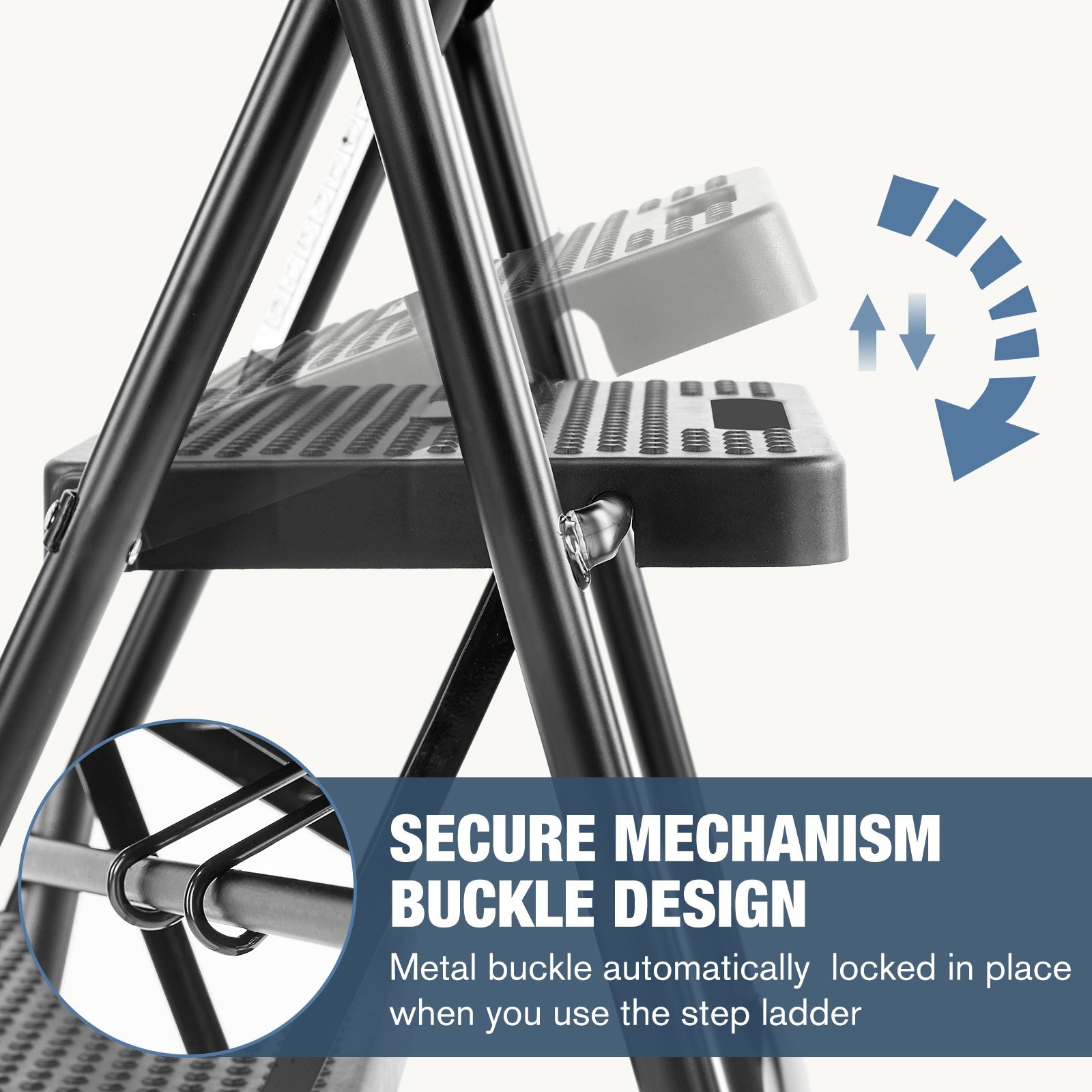 Household Portable 3-layer Step Ladder, With Safety Buckle Stable And Safe - Image 3