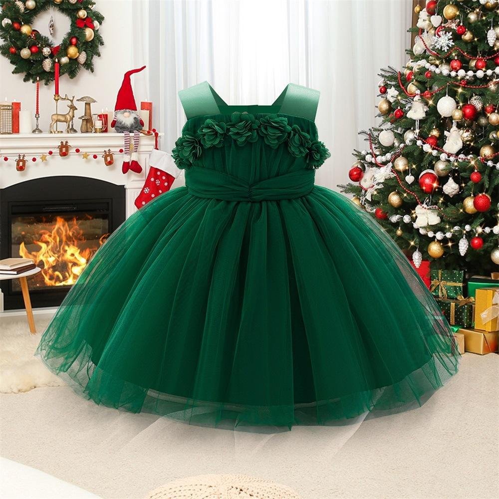 Fairy Tale Style Lace Sleeveless Floral Applique Puffy Dress - Image 4