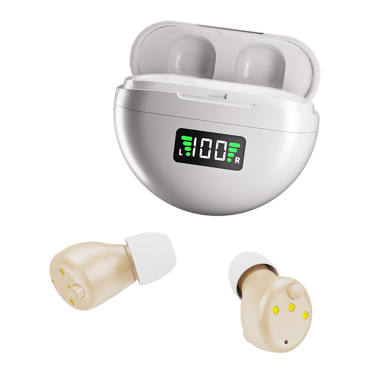 Smart Noise-Canceling Behind-the-Ear Hearing Aid with Magnetic Charging Case
