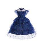 Abito in tulle stellato per bambine, abito da principessa con gonna a strati “a torta”, abito elegante per feste e cerimonie