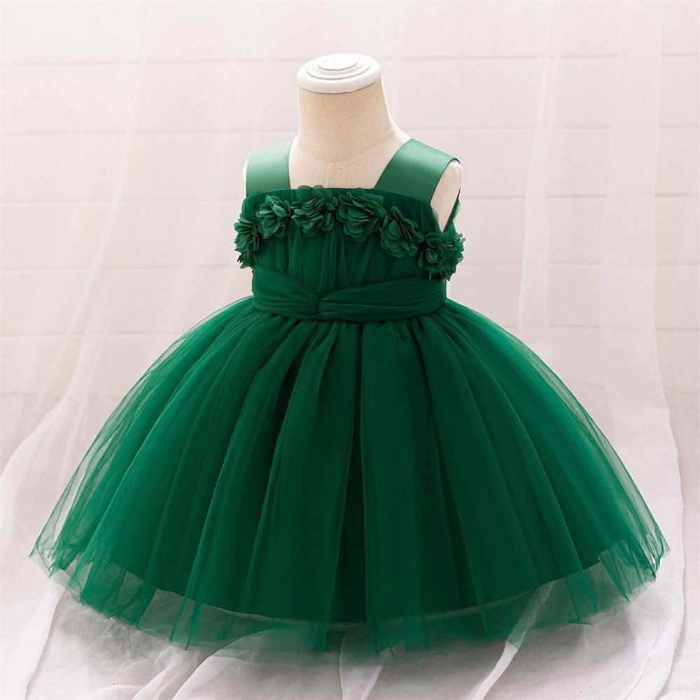 Fairy Tale Style Lace Sleeveless Floral Applique Puffy Dress - Image 7