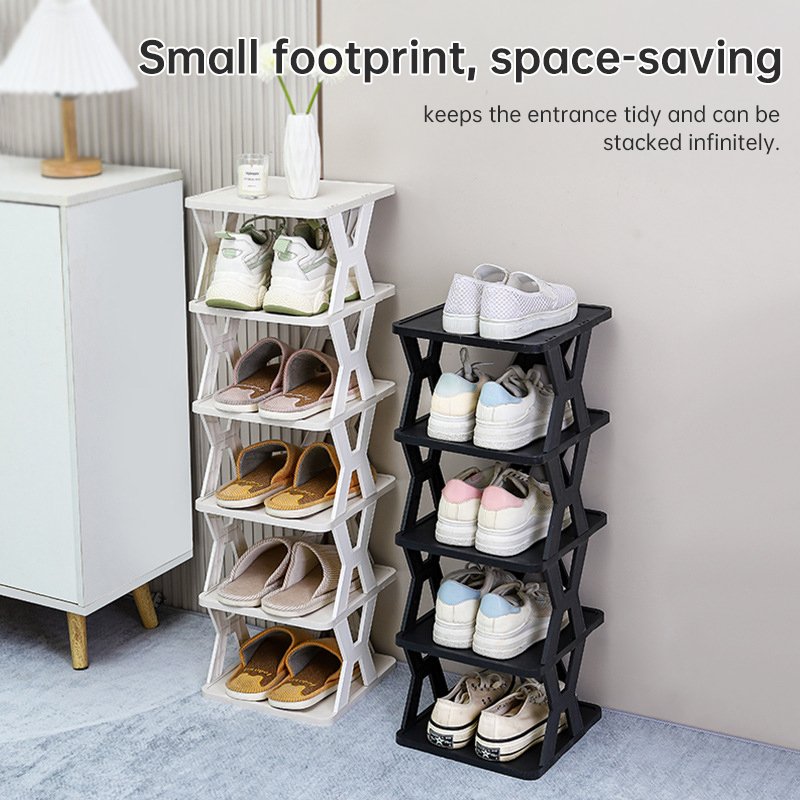 Stackable Plastic Shoe Rack, Vertical Dustproof Shoe Organizer - Image 8
