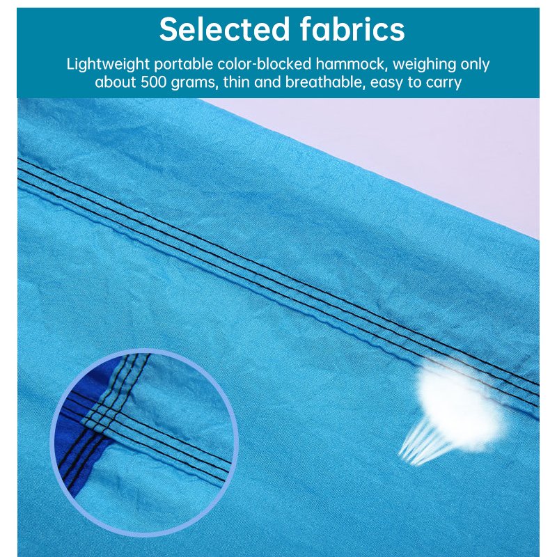 Light double nylon camping hammock with straps. Great for trips, beach, yard & garden. - Image 11