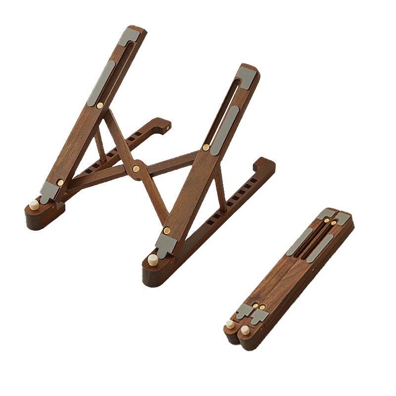 Laptop Stand Desktop Riser Elevated Ventilated Base Vertical Creative Storage Wooden Shelf - Image 5