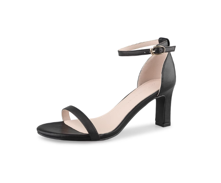 Real leather flat sandals with thick heels for women French black high heels for women - Image 7
