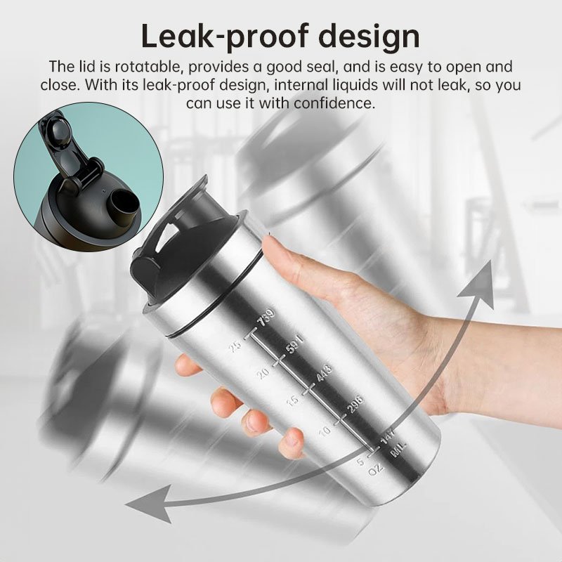 Stainless Steel Protein Shaker Bottle with Mixing Ball - Leak-Proof Gym & Sports Portable Shaker Cup - Image 8