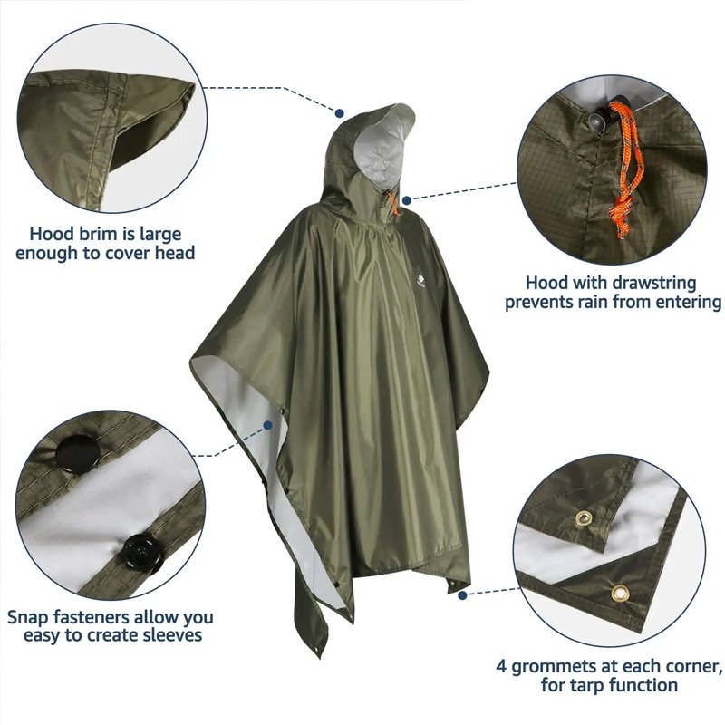 Waterproof Hooded Rain Coat/Poncho: Lightweight, for Outdoor Hiking/Fishing/Climbing (Unisex) - Image 12