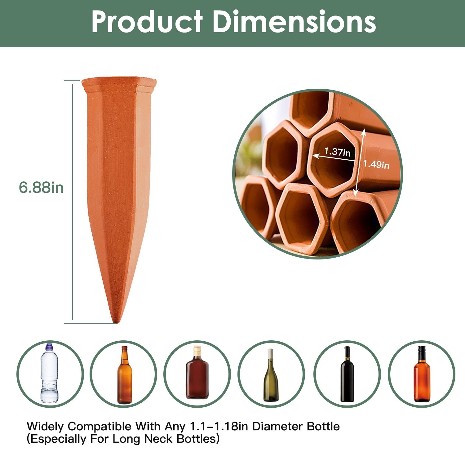 10Pack Plant Watering Spikes Terracotta Automatic Watering Devices With Slow Release Control Plant Waterer Self Watering Stakes For Indoor Outdoor Plants - Image 3