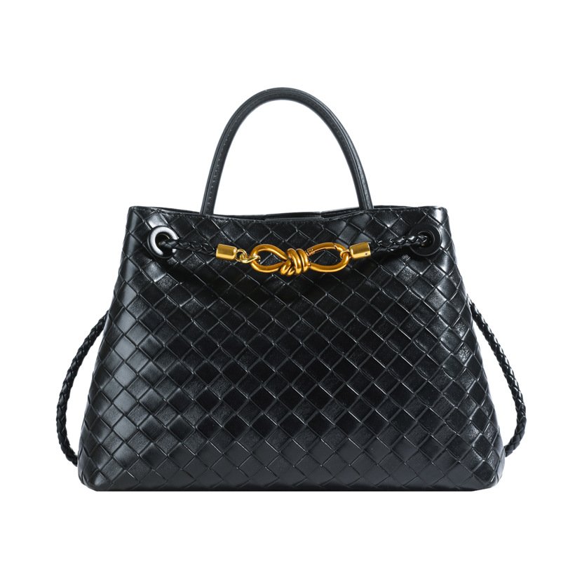 Metal rope buckle woven shoulder bag, fashionable, versatile, retro, commuter bag for women. - Image 6
