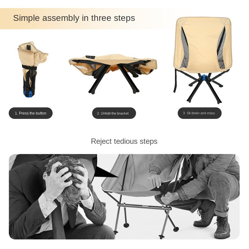 Outdoor Camping Picnic Folding Chair Umbrella Chair Aluminum Lightweight Portable Backrest Moon Chair - Image 4