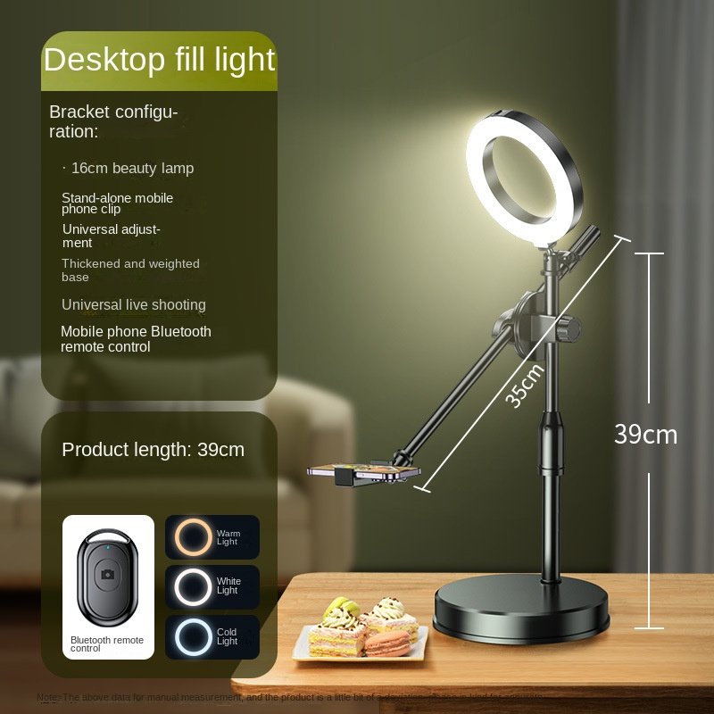 Mobile Phone Overhead Shooting Stand for Food Photography, Drawing, and Live Streaming - Adjustable Dual-Camera Position Desktop Phone Holder with Fill Light - Image 9