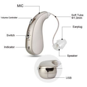 1Pair of Invisible Hearing Aids for Seniors with Sound Amplifier and Assistive Listening Earphones