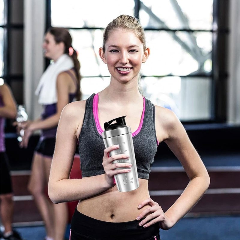 Stainless Steel Protein Shaker Bottle with Mixing Ball - Leak-Proof Gym & Sports Portable Shaker Cup - Image 5