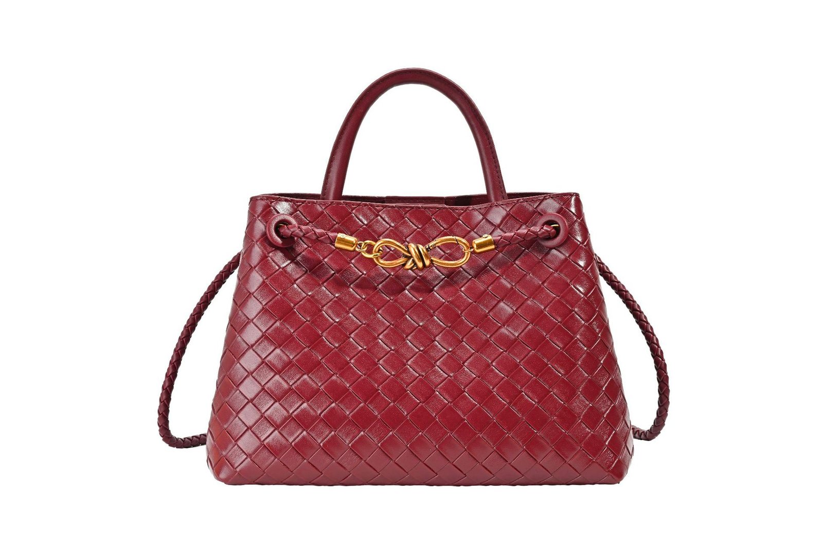 Metal rope buckle woven shoulder bag, fashionable, versatile, retro, commuter bag for women. - Image 11