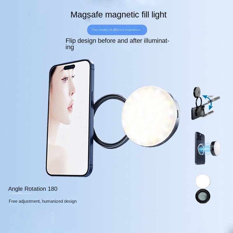 YSH-126 LED Magnetic Phone Fill Light Photography Lamp Desktop Video Conference Live Pocket Light Mirror