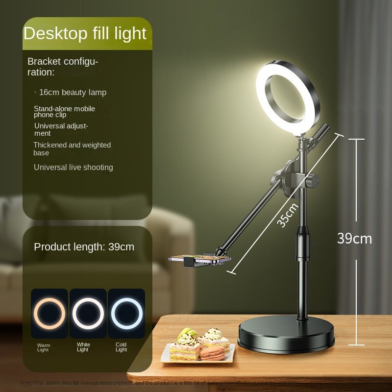 Mobile Phone Overhead Shooting Stand for Food Photography, Drawing, and Live Streaming - Adjustable Dual-Camera Position Desktop Phone Holder with Fill Light - Image 8