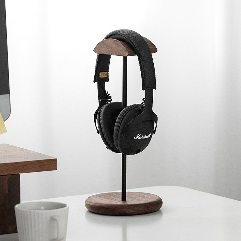 Cross-border Headphone Stand Walnut Solid Wood Headphone Rack Minimalist Display Rack Hanging Rack - Image 4