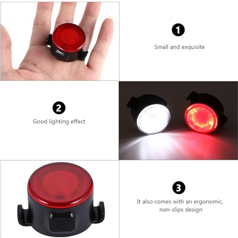 Red & White LED Bike Light Set: Rechargeable (USB Charging, Built-in Battery) – Includes Cycling Flashlights - Image 6