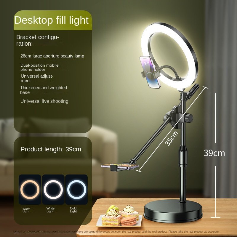 Mobile Phone Overhead Shooting Stand for Food Photography, Drawing, and Live Streaming - Adjustable Dual-Camera Position Desktop Phone Holder with Fill Light - Image 10