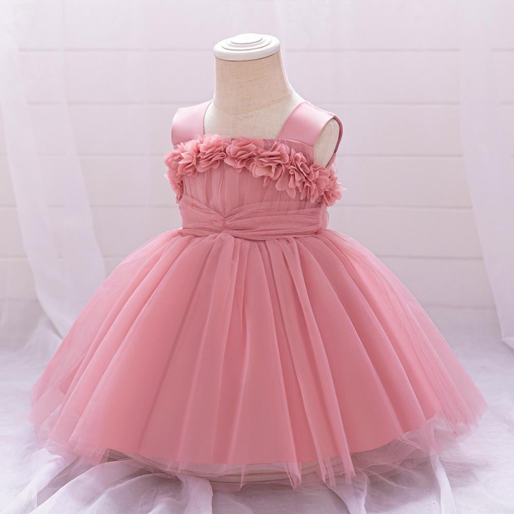 Fairy Tale Style Lace Sleeveless Floral Applique Puffy Dress