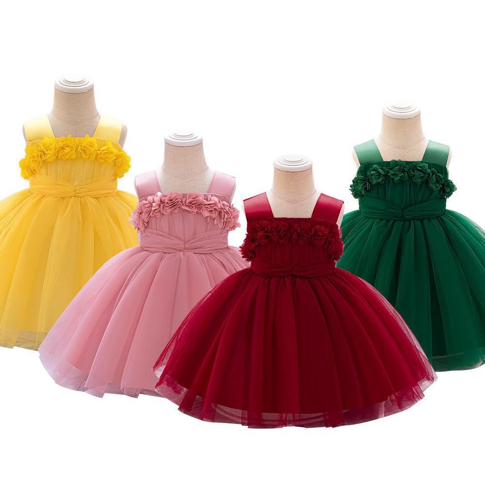 Fairy Tale Style Lace Sleeveless Floral Applique Puffy Dress - Image 6