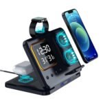 Caricatore wireless universale da tavolo 5 in 1 con supporto per smartphone, ricarica rapida 15W per iPhone