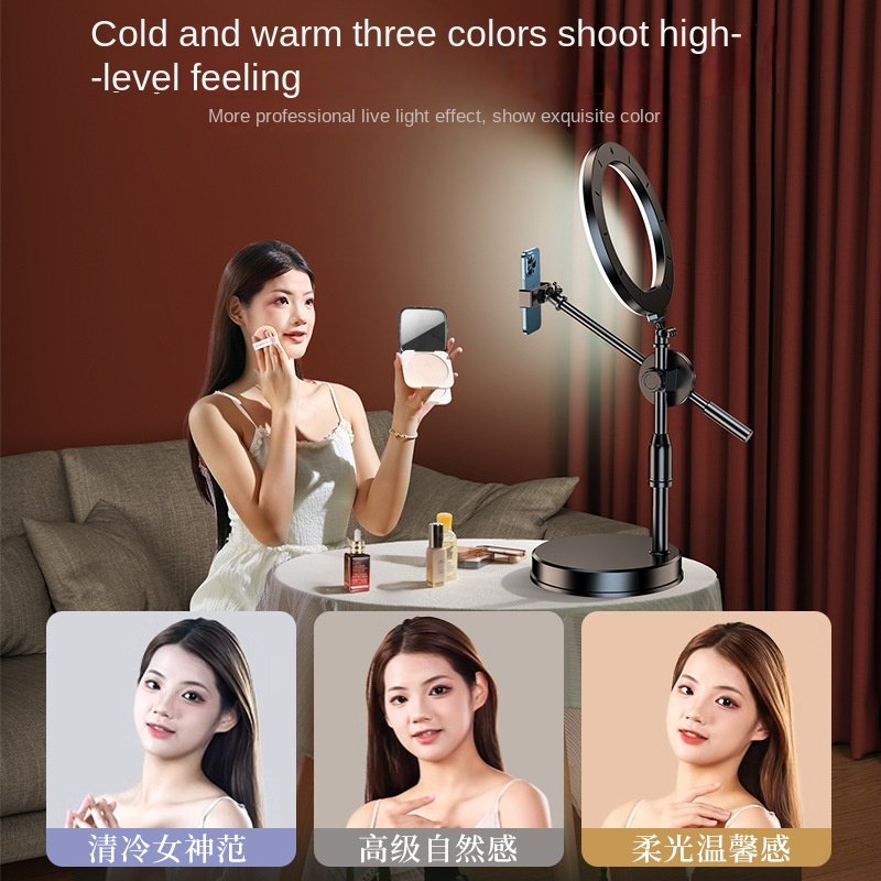 Mobile Phone Overhead Shooting Stand for Food Photography, Drawing, and Live Streaming - Adjustable Dual-Camera Position Desktop Phone Holder with Fill Light - Image 4