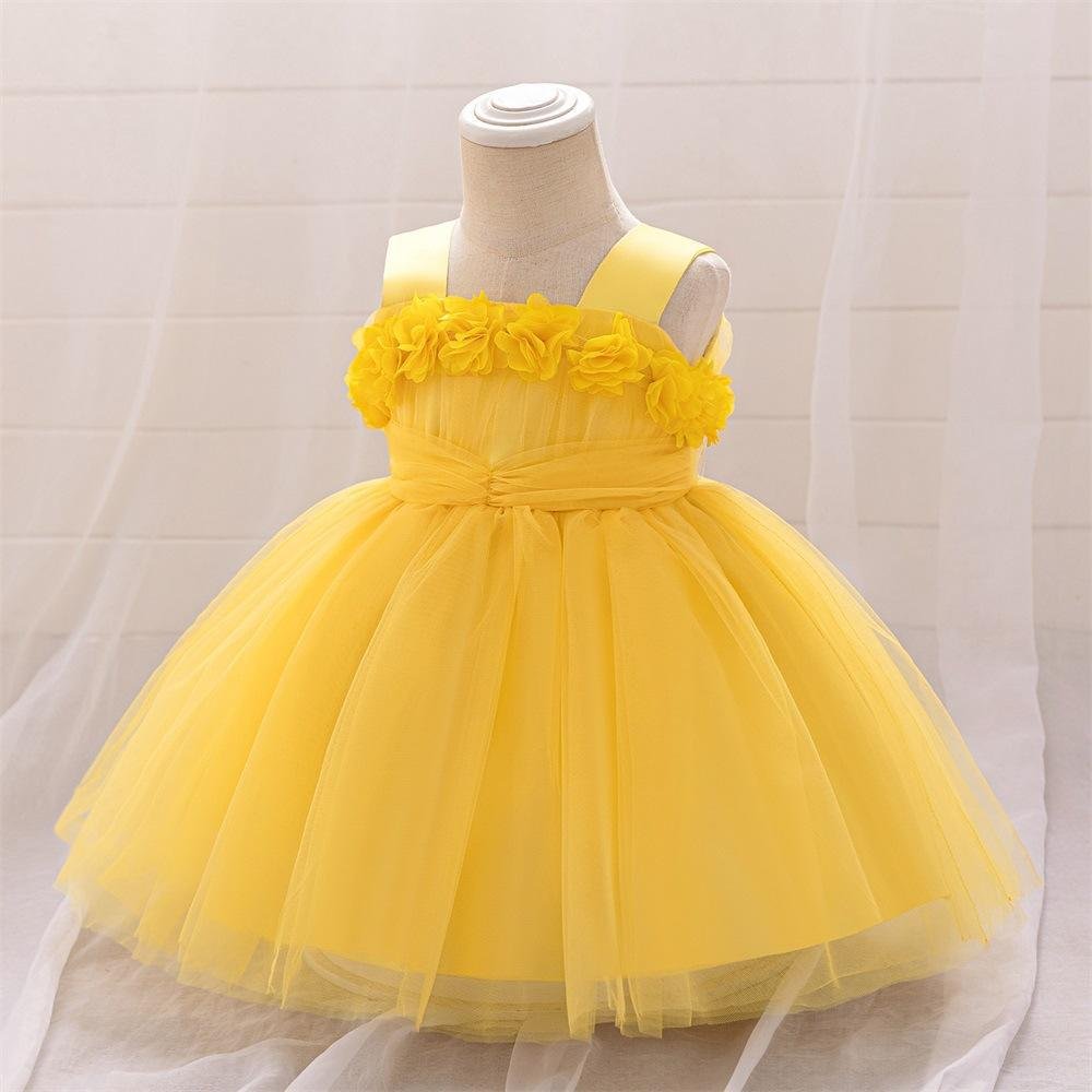 Fairy Tale Style Lace Sleeveless Floral Applique Puffy Dress - Image 9