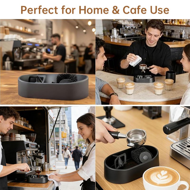 Coffee Portafilter Cleaning Kit - Machine Brush & Stand Set for Espresso, Wine Barrel, Bar & Stainless Steel Kitchen Tools - Image 5