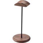 Supporto per cuffie in legno massello di noce, design minimalista con appendino e rack da esposizione