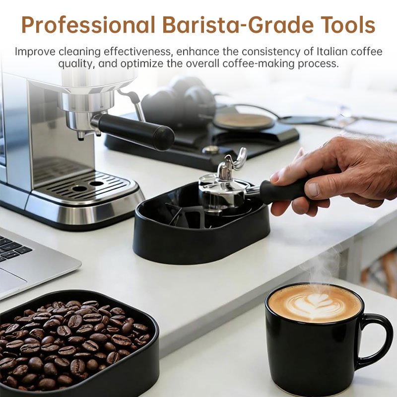 Coffee Portafilter Cleaning Kit - Machine Brush & Stand Set for Espresso, Wine Barrel, Bar & Stainless Steel Kitchen Tools - Image 2