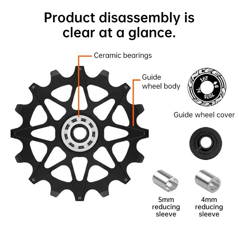 Bicycle Rear Derailleur Jockey Wheel Ceramic Bearing Aluminum Alloy 10T 12T 14T 16T Positive Negative Tooth for MTB Road Bike - Image 28