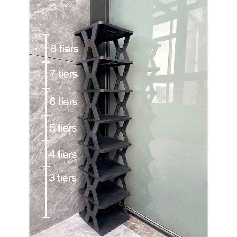 Stackable Plastic Shoe Rack, Vertical Dustproof Shoe Organizer
