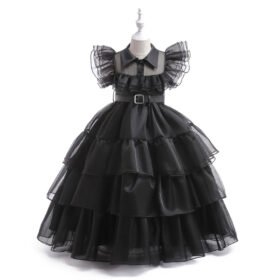 Girls' Dress Adams Style Princess Dress Kids Cosplay Tulle Layered Skirt Ruffled Dress
