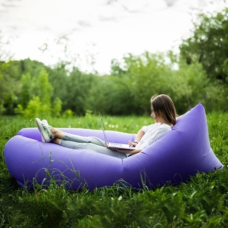Outdoor lazy inflatable sofa Portable beach air sofa Foldable inflatable camping sofa bed One-person sleeping bag - Image 9