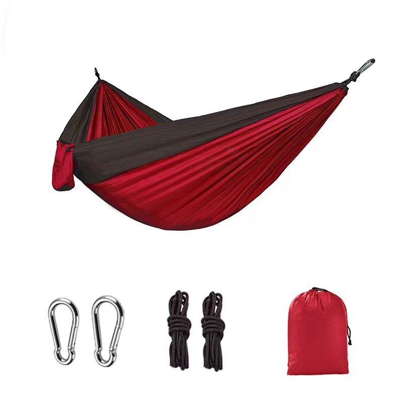 Light double nylon camping hammock with straps. Great for trips, beach, yard & garden. - Image 4