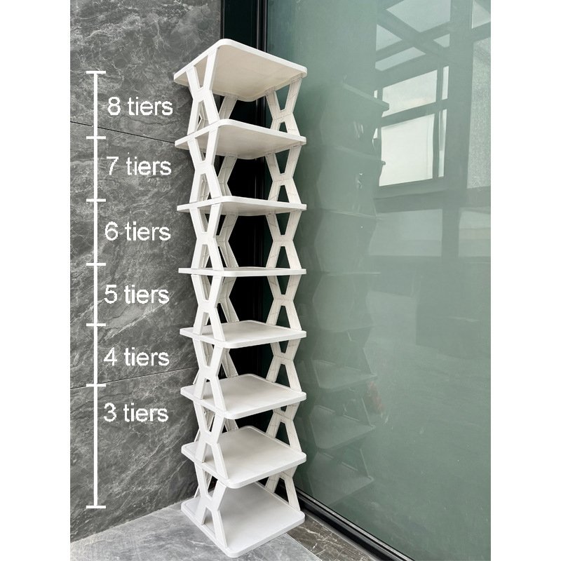 Stackable Plastic Shoe Rack, Vertical Dustproof Shoe Organizer - Image 2