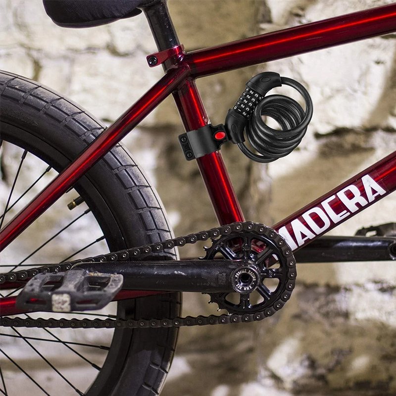 5-Digit Password Bike Lock with Safety Tail Light - Anti-Theft Steel Cable Chain Lock, Bicycle Security Accessory - Image 3