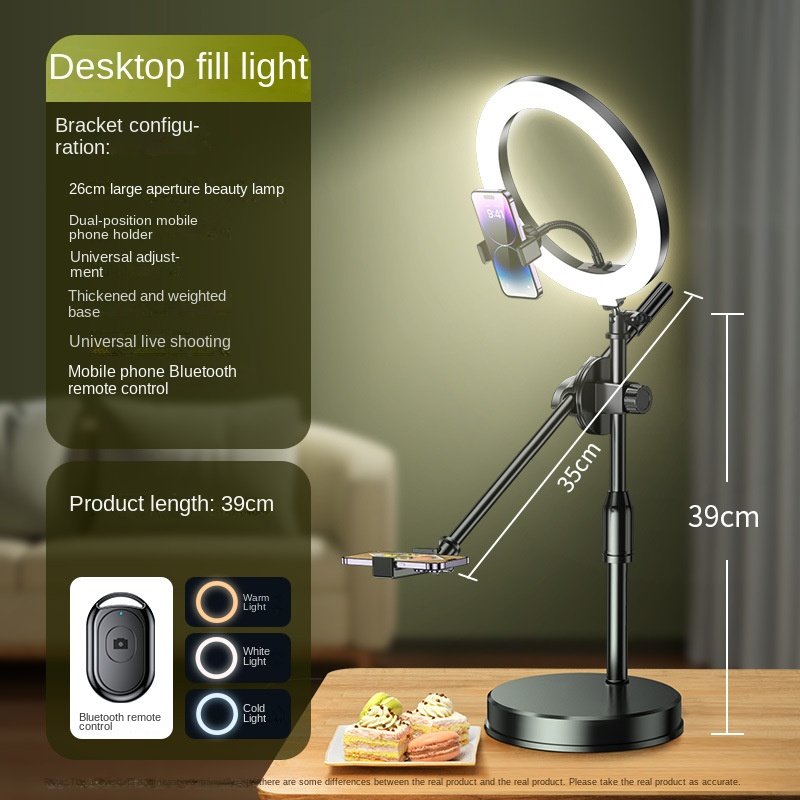 Mobile Phone Overhead Shooting Stand for Food Photography, Drawing, and Live Streaming - Adjustable Dual-Camera Position Desktop Phone Holder with Fill Light - Image 11