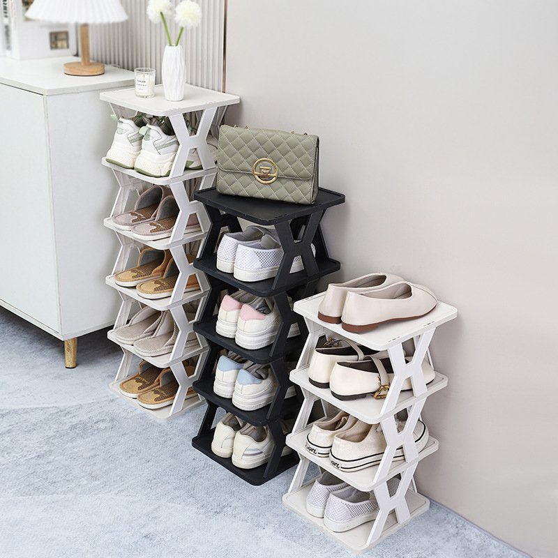 Stackable Plastic Shoe Rack, Vertical Dustproof Shoe Organizer - Image 3