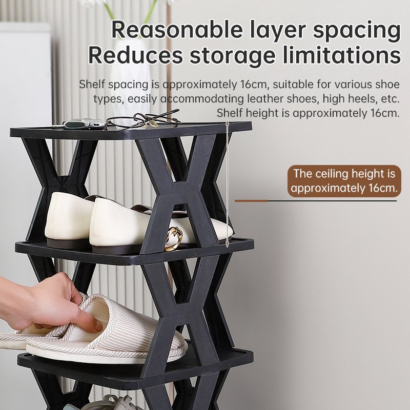 Stackable Plastic Shoe Rack, Vertical Dustproof Shoe Organizer - Image 7