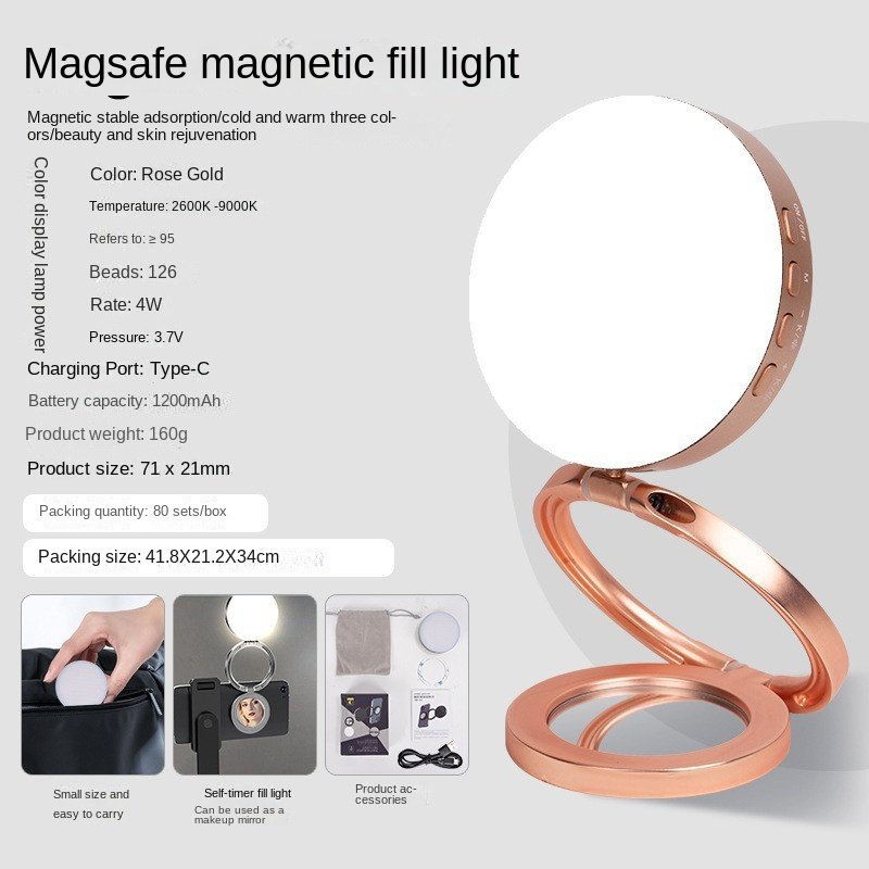 YSH-126 LED Magnetic Phone Fill Light Photography Lamp Desktop Video Conference Live Pocket Light Mirror - Image 7