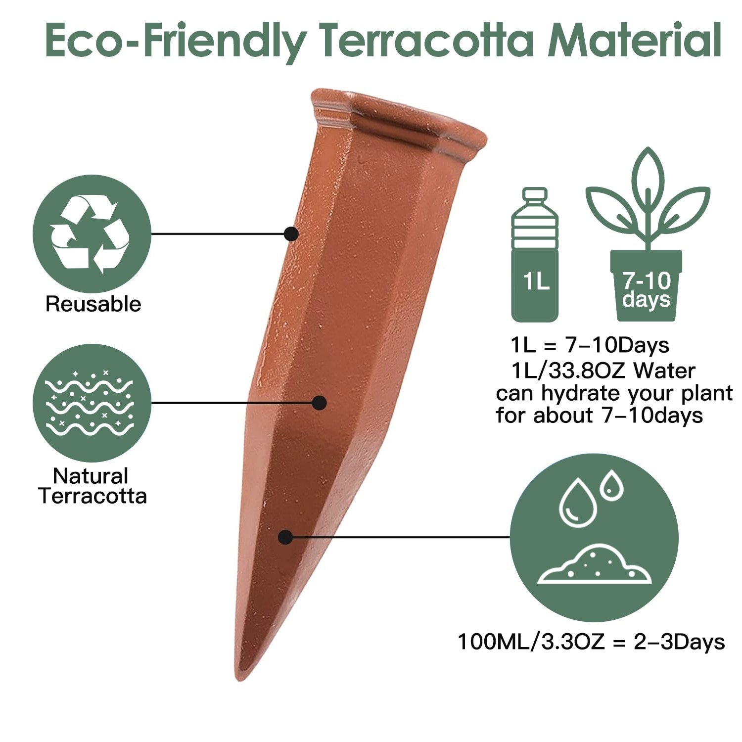 10Pack Plant Watering Spikes Terracotta Automatic Watering Devices With Slow Release Control Plant Waterer Self Watering Stakes For Indoor Outdoor Plants - Image 4
